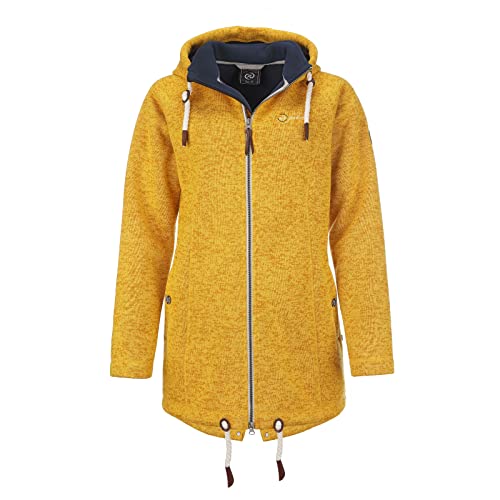 Dry Fashion Damen Fleece-Mantel Oslo - Winter Jacke Damen Frauen Jacke mit verstellbarer Kapuze Windabweisend Gefüttert in Gelb Größe 38 von Dry Fashion