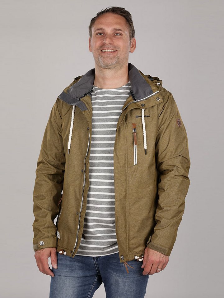 Dry Fashion Funktionsjacke Herren Jacke Husum Meliert - Verstellbare Kapuze Wasserdicht Winddicht von Dry Fashion