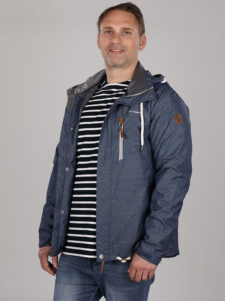 Dry Fashion Funktionsjacke Herren Jacke Husum Meliert - Verstellbare Kapuze Wasserdicht Winddicht von Dry Fashion