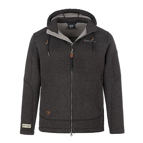 Dry Fashion Herren Fleecejacke Kappeln - Kapuzenfleecejacke Jacke Fleece mit Kapuze in Anthrazit Größe XXL von Dry Fashion