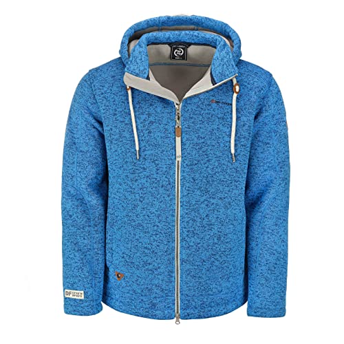 Dry Fashion Herren Fleecejacke Kappeln - Kapuzenfleecejacke Jacke Fleece mit Kapuze in Blau-Melange Größe S von Dry Fashion