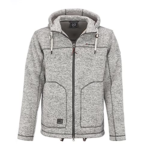 Dry Fashion Herren Fleece-Jacke Pellworm - Fleecejacke Strickjacke Sweatshirtjacke Outdoor Jacke mit Kapuze und Reißverschluss in Grau Größe L von Dry Fashion