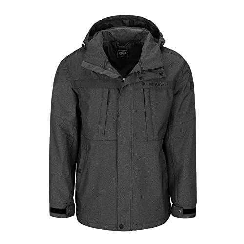 Dry Fashion Herren Funktionsjacke Emden Meliert - Outdoor-Jacke Wasserdicht mit Innenfutter und abnehmbarer Kapuze in Anthrazit Melange Größe 3XL von Dry Fashion