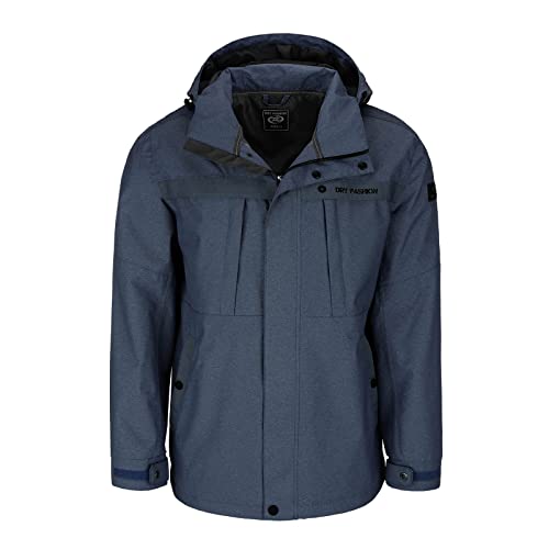 Dry Fashion Herren Funktionsjacke Emden Meliert - Outdoor-Jacke Wasserdicht mit Innenfutter und abnehmbarer Kapuze in Navy Melange Größe 4XL von Dry Fashion