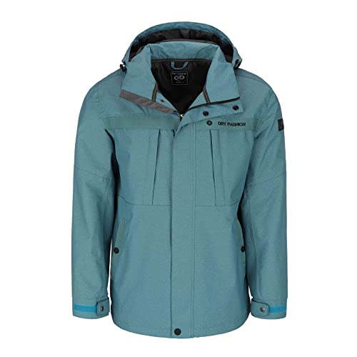 Dry Fashion Herren Funktionsjacke Emden Meliert - Outdoor-Jacke Wasserdicht mit Innenfutter und abnehmbarer Kapuze in Petrol Melange Größe 3XL von Dry Fashion