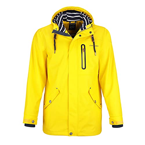 Dry Fashion Herren PU-Parka Lübeck - Regenjacke Herren Wasserdicht Winddicht Reißverschluss Outdoor Jacke Männer in Gelb Größe 4XL von Dry Fashion