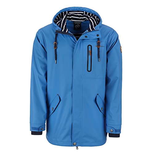 Dry Fashion Herren PU-Parka Lübeck - Regenjacke Herren Wasserdicht Winddicht Reißverschluss Outdoor Jacke Männer in Hellblau Größe 3XL von Dry Fashion