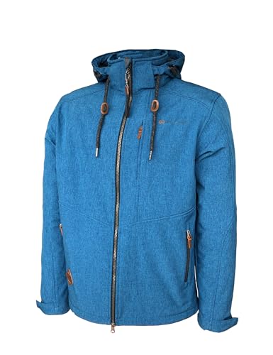 Dry Fashion Herren Softshell Jacke Eckernförde Meliert - Softshelljacke Outdoorjacke mit abnehmbarer Kapuze Windabweisend Wasserabweisend in Hellblau Größe 4XL von Dry Fashion