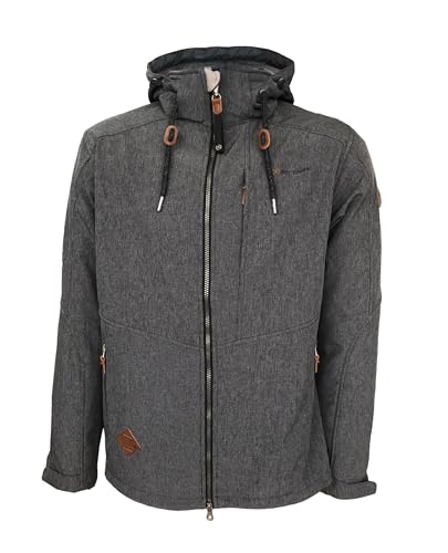 Dry Fashion Herren Softshell Jacke Eckernförde Meliert - Softshelljacke Outdoorjacke mit abnehmbarer Kapuze Windabweisend Wasserabweisend in Navy Größe 3XL von Dry Fashion