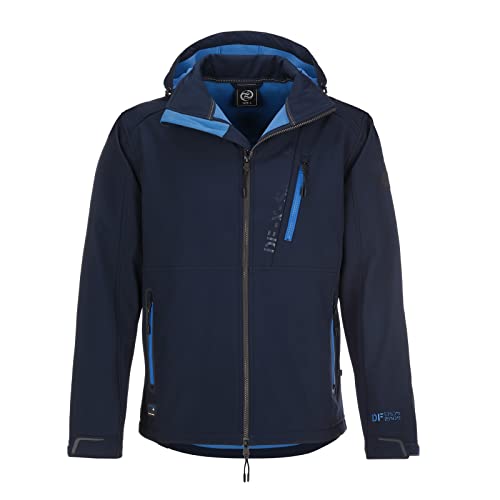 Dry Fashion Herren Softshell Jacke Grömitz Unifarben - Softshelljacke Outdoorjacke mit abnehmbarer Kapuze Windabweisend Wasserabweisend in Navy Größe 3XL von Dry Fashion