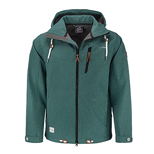 Dry Fashion Herren Softshelljacke Heiligenhafen - Softshell Jacke Herren Outdoor Herrenjacke mit verstellbarer und abnehmbarer Kapuze in Petrol Melange Größe 3XL von Dry Fashion