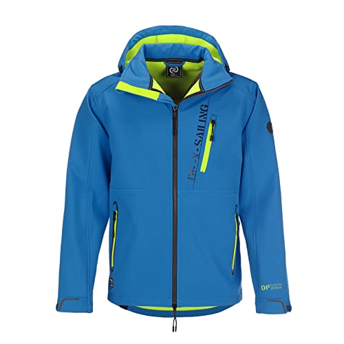 Dry Fashion Herren Softshell Jacke Grömitz Unifarben - Softshelljacke Outdoorjacke mit abnehmbarer Kapuze Windabweisend Wasserabweisend in Hellblau Größe 4XL von Dry Fashion