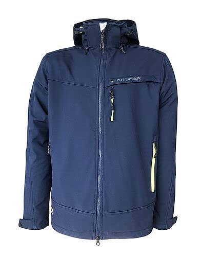 Dry Fashion Herren Softshelljacke Flensburg mit Fleece-Innenfutter - Outdoor-Jacke mit Kinnschutz und abnehmbarer Kapuze in Navy Größe 3XL von Dry Fashion