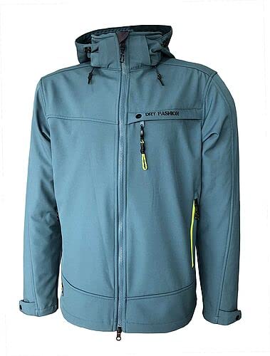 Dry Fashion Herren Softshelljacke Flensburg mit Fleece-Innenfutter - Outdoor-Jacke mit Kinnschutz und abnehmbarer Kapuze in Petrol Größe XL von Dry Fashion