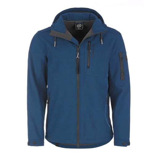 Dry Fashion Herren Softshelljacke Wangerooge mit Fleece-Innenfutter - Melierte Jacke mit abnehmbarer Kapuze in Navy Melange in Größe 5XL von Dry Fashion