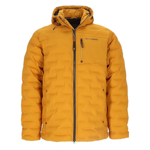 Dry Fashion Herren Steppjacke Esbjerg gefüttert - Gesteppte Jacke mit abnehmbarer Kapuze in Curry Größe 4XL von Dry Fashion