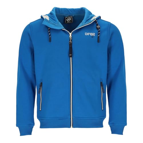 Dry Fashion Herren Sweatjacke Baabe mit Kapuze - Wärmende Kapuzenjacke mit Reißverschluss in Blau Größe L von Dry Fashion