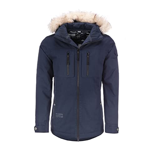 Dry Fashion Herren Winterjacke Kopenhagen mit Fellimitat - Winter Parka Jacke Herren mit abnehmbarer Kapuze Atmungsaktiv Winddicht Wasserdicht in Navy Größe 3XL von Dry Fashion