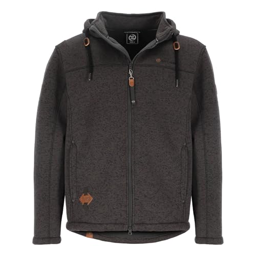 Dry Fashion Herren Wollfleece-Jacke Helgoland mit Kapuze - Windabweisende Fleecejacke in sportiver Form in Anthrazit Melange Größe 6XL von Dry Fashion