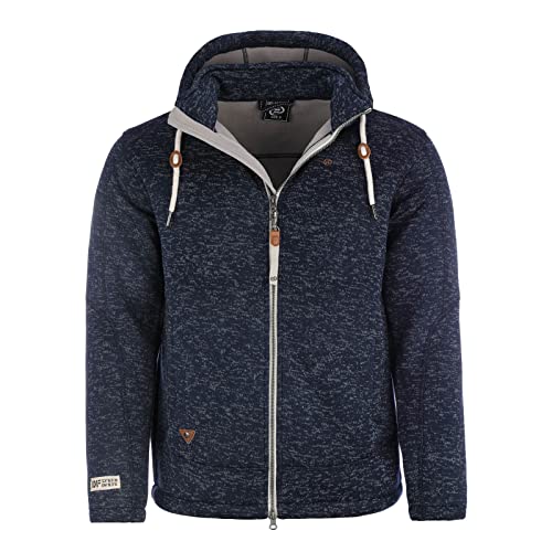 Dry Fashion Herren Fleecejacke Kappeln - Kapuzenfleecejacke Jacke Fleece mit Kapuze in Navy-Melange Größe 3XL von Dry Fashion