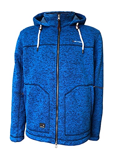 Dry Fashion Herren Fleece-Jacke Pellworm - Fleecejacke Strickjacke Sweatshirtjacke Outdoor Jacke mit Kapuze und Reißverschluss in Blau Größe 5XL von Dry Fashion