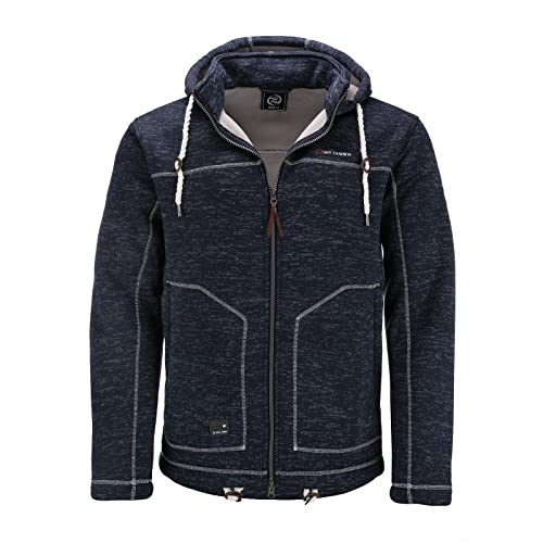 Dry Fashion Herren Fleece-Jacke Pellworm - Fleecejacke Strickjacke Sweatshirtjacke Outdoor Jacke mit Kapuze und Reißverschluss in Navy-Melange Größe 6XL von Dry Fashion