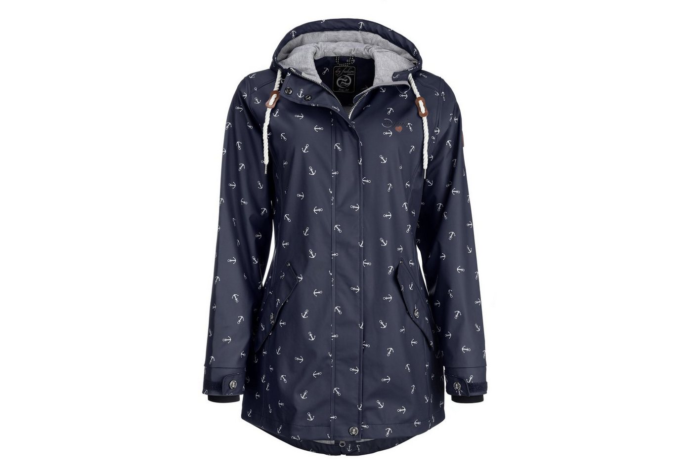 Dry Fashion Regenjacke Damen Regenmantel Cuxhaven Anker-Print - Jacke mit Kapuze wasserdicht von Dry Fashion