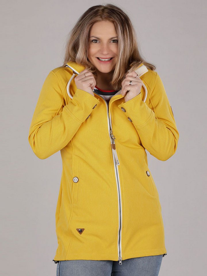 Dry Fashion Softshelljacke Damen Softshell Mantel Sellin Meliert mit Fleece-Futter und Kapuze von Dry Fashion