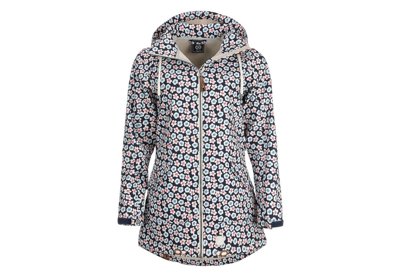 Dry Fashion Softshelljacke Damen Softshell Mantel Stralsund mit Blumen-Print - Jacke mit Kapuze von Dry Fashion