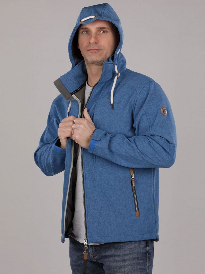 Dry Fashion Softshelljacke Herren Jacke Eckernförde Meliert mit Fleece-Innenfutter und Kapuze von Dry Fashion