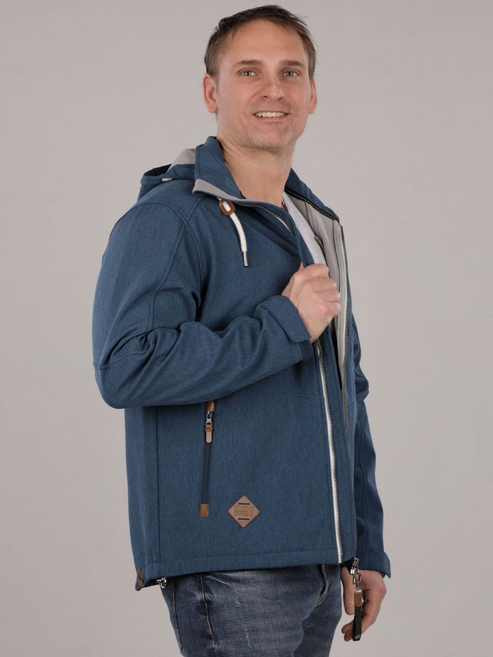 Dry Fashion Softshelljacke Herren Jacke Eckernförde Meliert mit Fleece-Innenfutter und Kapuze von Dry Fashion