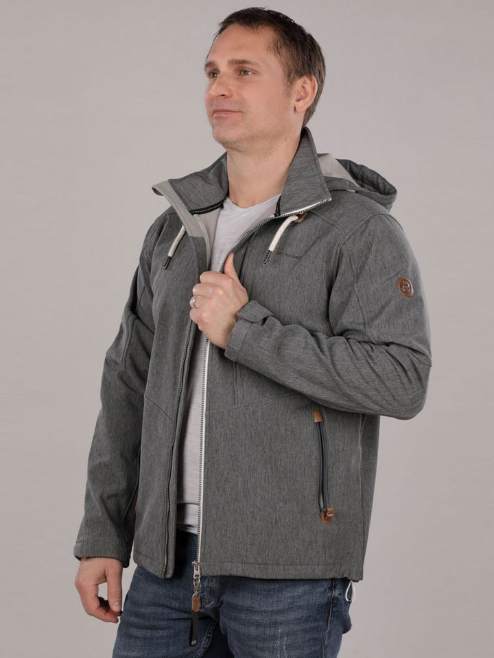 Dry Fashion Softshelljacke Herren Jacke Eckernförde Meliert mit Fleece-Innenfutter und Kapuze von Dry Fashion