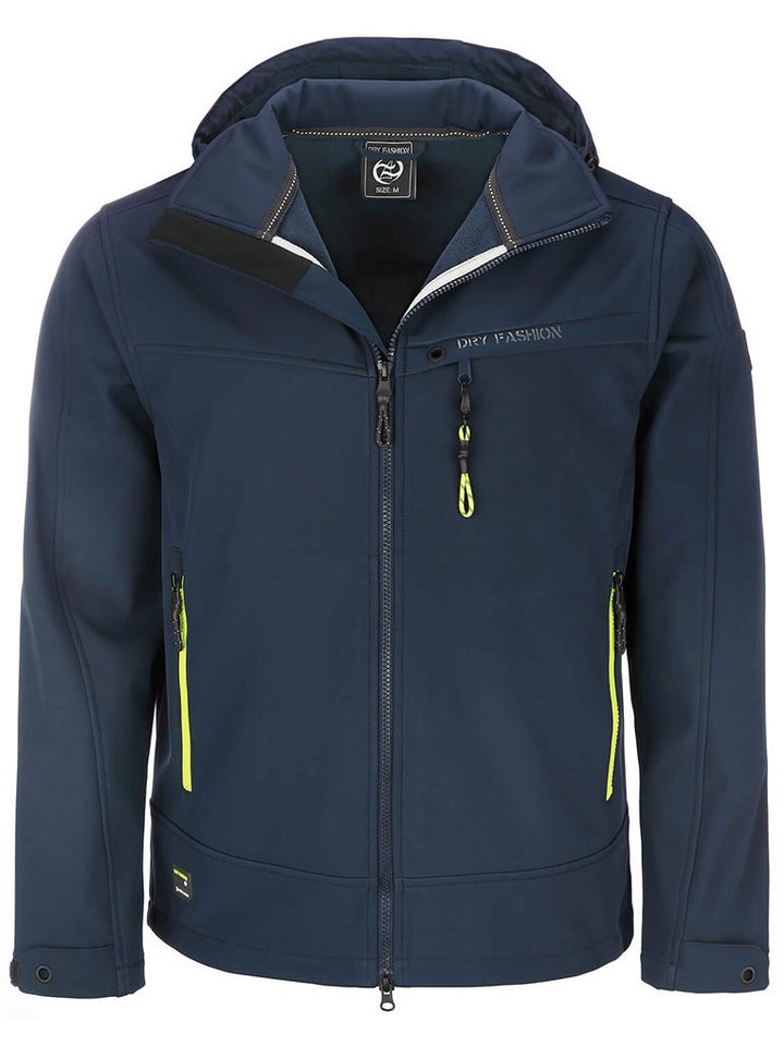 Dry Fashion Softshelljacke Herren Outdoor-Jacke Flensburg - Fleece-Innenfutter Abnehmbare Kapuze von Dry Fashion