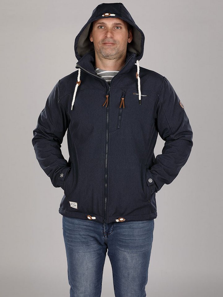 Dry Fashion Softshelljacke Herren Outdoor Jacke Heiligenhafen - Fleece-Futter Abnehmbare Kapuze von Dry Fashion