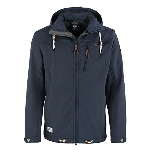 Dry Fashion Herren Softshelljacke Heiligenhafen - Softshell Jacke Herren Outdoor Herrenjacke mit verstellbarer und abnehmbarer Kapuze in Navy Melange Größe 3XL von Dry Fashion