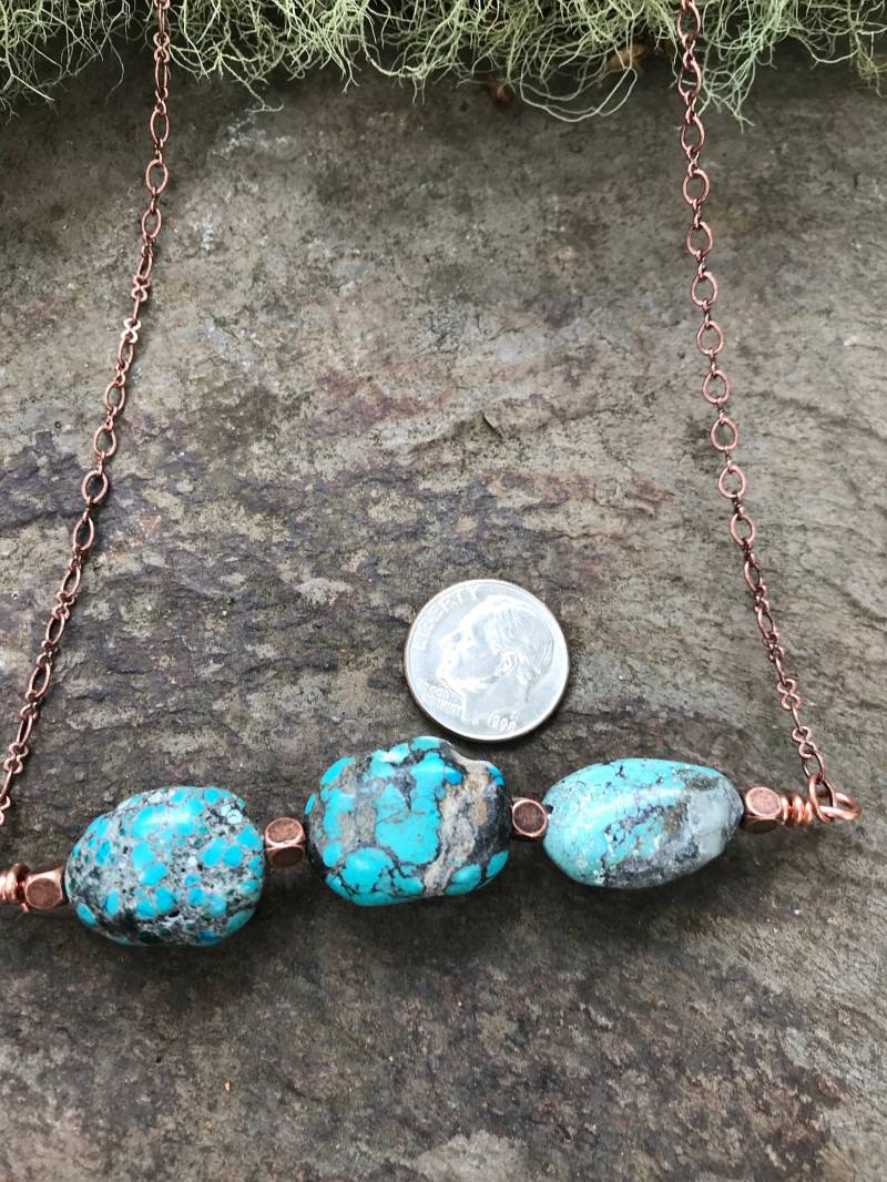 Arizona Türkis Halskette Mit Kupferkette - Casual Schmuck von DryaduirDesign