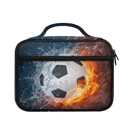 Drydeepin Ice Fire Rugby Football Design Bibelhülle für Männer Jungen Tragetasche Bibeltasche mit Griff und Reißverschluss Tragbare Bibelstudie Supplies Bibelzubehör Journal Bibeltasche von Drydeepin