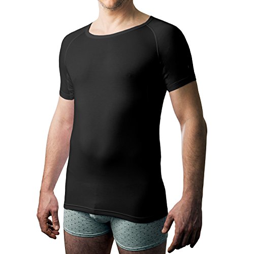 Drywear Anti-Schweiß T-Shirt mit Rundhalsausschnitt für Männer gegen Achselschweiß und Schweißgeruch (Medium, Schwarz) von Drywear