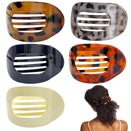 Dryxog 5 Stück Haarklammern Damen Mittelgroß Haarspange Flach Flat Claw Clip Haarklammer mit Leopardenmuster Haarspangen Damen Haarschmuck Bobby Pins Hair Jewellery für Alltag Sport Oder Fahren von Dryxog