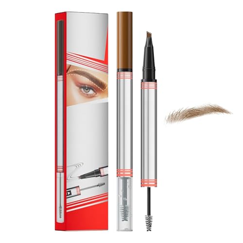 Dryxog Augenbrauenstift 2 in 1 Dual Eyebrow Pencil, Ended Mit 4 Zinken Micro Gabelspitzen Applikator Augenbrauenstift Wasserfest für Präziser Pinselspitze Erzeugt Natürliche Augenbrauen (Hellbraun) von Dryxog