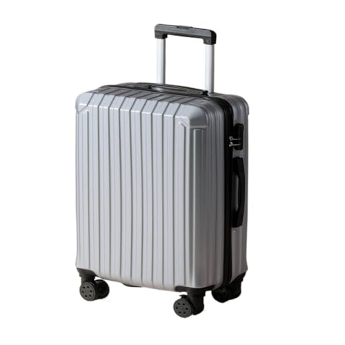 DsLkjh Reisekoffer Herren-Gepäckkoffer, Robuster Und Langlebiger, Verdickter Reisecode-Lederkoffer Mit Lenkrollen Trolley (Color : Silver, Size : A) von DsLkjh