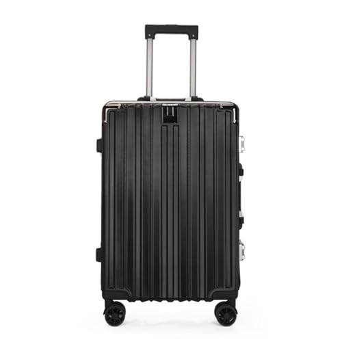 DsLkjh Reisekoffer Herren- Und Damenkoffer Mit Aluminiumrahmen, Geräuschloser Universal-Rad-Trolley-Koffer, Boarding-Koffer for Erwachsene Trolley (Color : Black, Size : A) von DsLkjh