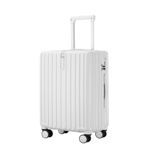 DsLkjh Reisekoffer Herren- und Damen-Aluminiumrahmen-Koffer, Trolley-Koffer, Boarding-Koffer, geräuschlos, Universal-Rad, Passwort-Box Trolley (Color : White, Size : 28) von DsLkjh