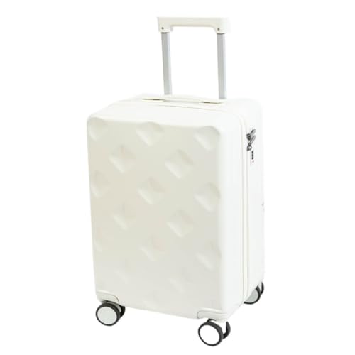 DsLkjh Reisekoffer Koffer for Männer und Frauen, 20-Zoll-Boarding-Code-Lederbox, multifunktionaler und robuster Koffer Trolley (Color : White, Size : A) von DsLkjh