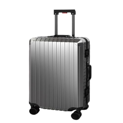 DsLkjh Reisekoffer Trolley-Koffer aus Aluminium-Magnesium-Legierung, drehbarer Reisekoffer, Passwort-Koffer for Männer und Frauen Trolley (Color : Gray, Size : A) von DsLkjh