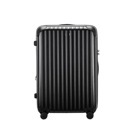 DsLkjh Reisekoffer Ultraleichter Koffer Aus Polycarbonat-Aluminiumfaser, Geräuschlos, Universal-Rollen-Trolley for Männer Und Frauen Trolley (Color : Black, Size : A) von DsLkjh