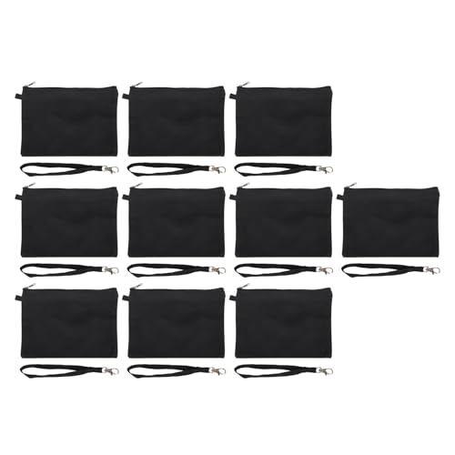 Dsacxixai 10pcs Canvas-Beutel- Mehrzweckkosmetikbeutel mit Reißverschluss Compact Reißverschlussbeutel für Organisation, kleine Werkzeuge, Make-up-Organizer-Tasche (Schwarz) von Dsacxixai
