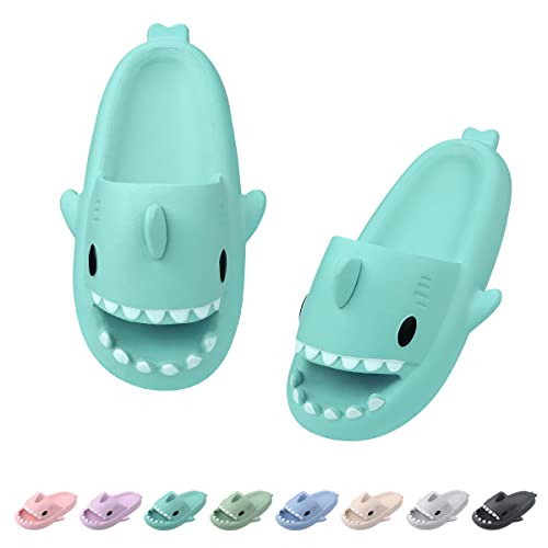 Dsaren Shark Slides Unisex Hai Hausschuhe Badelatschen Sommer Rutschfest Cloud Slides Herren Damen Soft Shark Slippers Badeschlappen Dusch Badeschuhe Strand Sandalen(Mintgrün, 36/37EU) von Dsaren