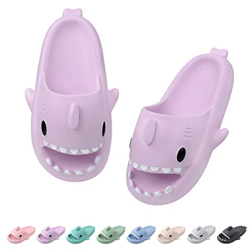 Dsaren Shark Slides Unisex Hai Hausschuhe Badelatschen Sommer Rutschfest Cloud Slides Herren Damen Soft Shark Slippers Badeschlappen Dusch Badeschuhe Strand Sandalen(Lila, 36/37EU) von Dsaren