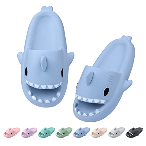 Dsaren Shark Slides Unisex Hai Hausschuhe Badelatschen Sommer Rutschfest Cloud Slides Herren Damen Soft Shark Slippers Badeschlappen Dusch Badeschuhe Strand Sandalen (38/39EU, Blau) von Dsaren